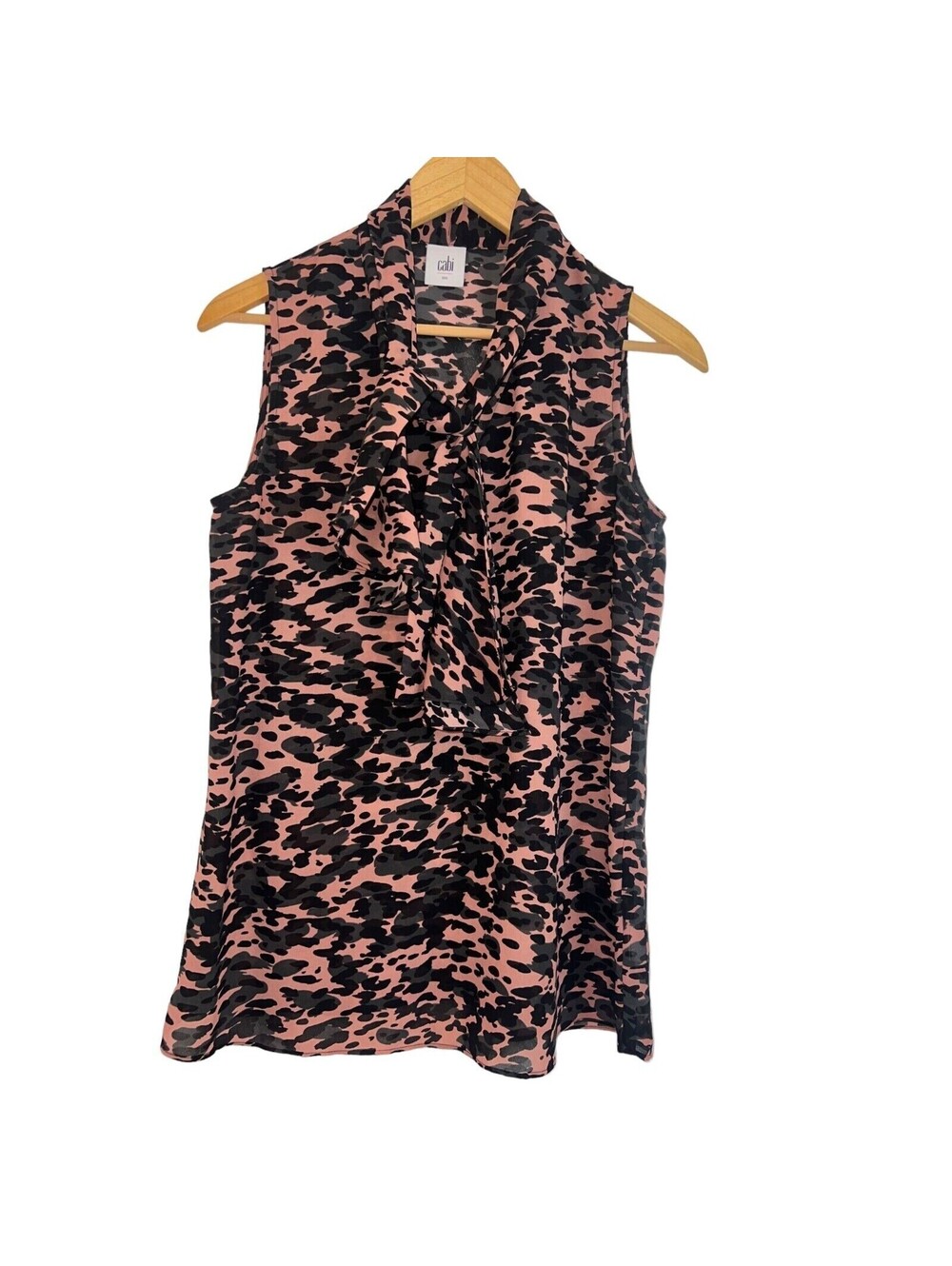 CAbi Tank Top blouse sz Small camo Animal Print Polyester Sleeveless black mauve
